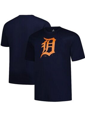 MLB Detroit Tigers Navy /Orange Short Sleeve‎ Primary Logo Tee Size 5XL